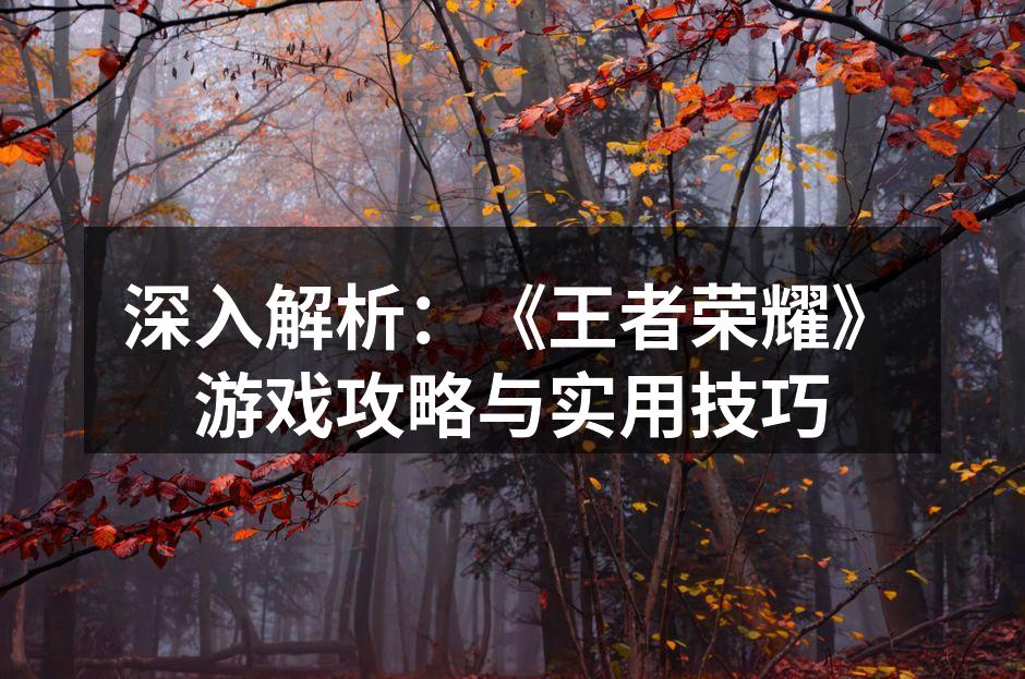 深入解析：《王者荣耀》游戏攻略与实用技巧