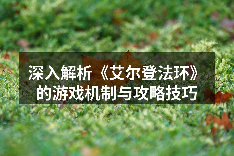 深入解析《艾尔登法环》的游戏机制与攻略技巧